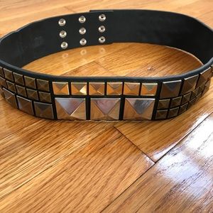 BCBGMAXAZRIA Mixed Metal Leather Belt