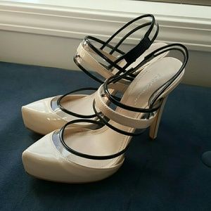 BCBGeneration nude/black/clear pumps