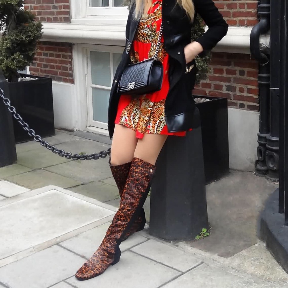 Stuart Weitzman Calf Hair Over The Knee Boots