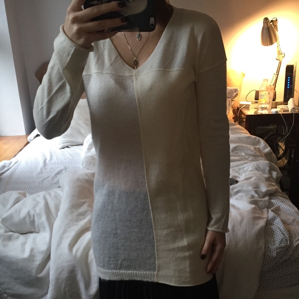 White panelled sweater/sweater dress