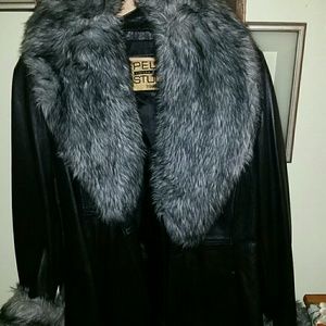Leather and faux fur jacket