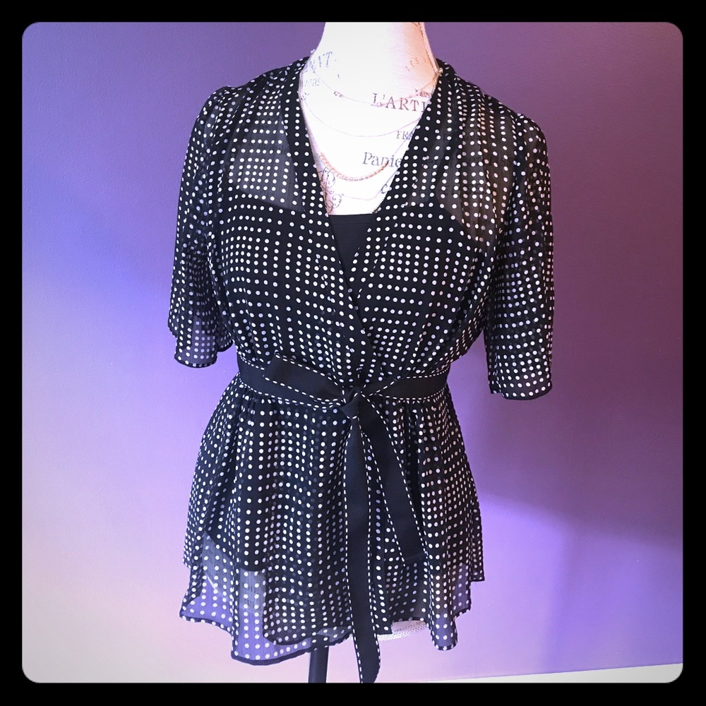 Sheer polka dot blouse