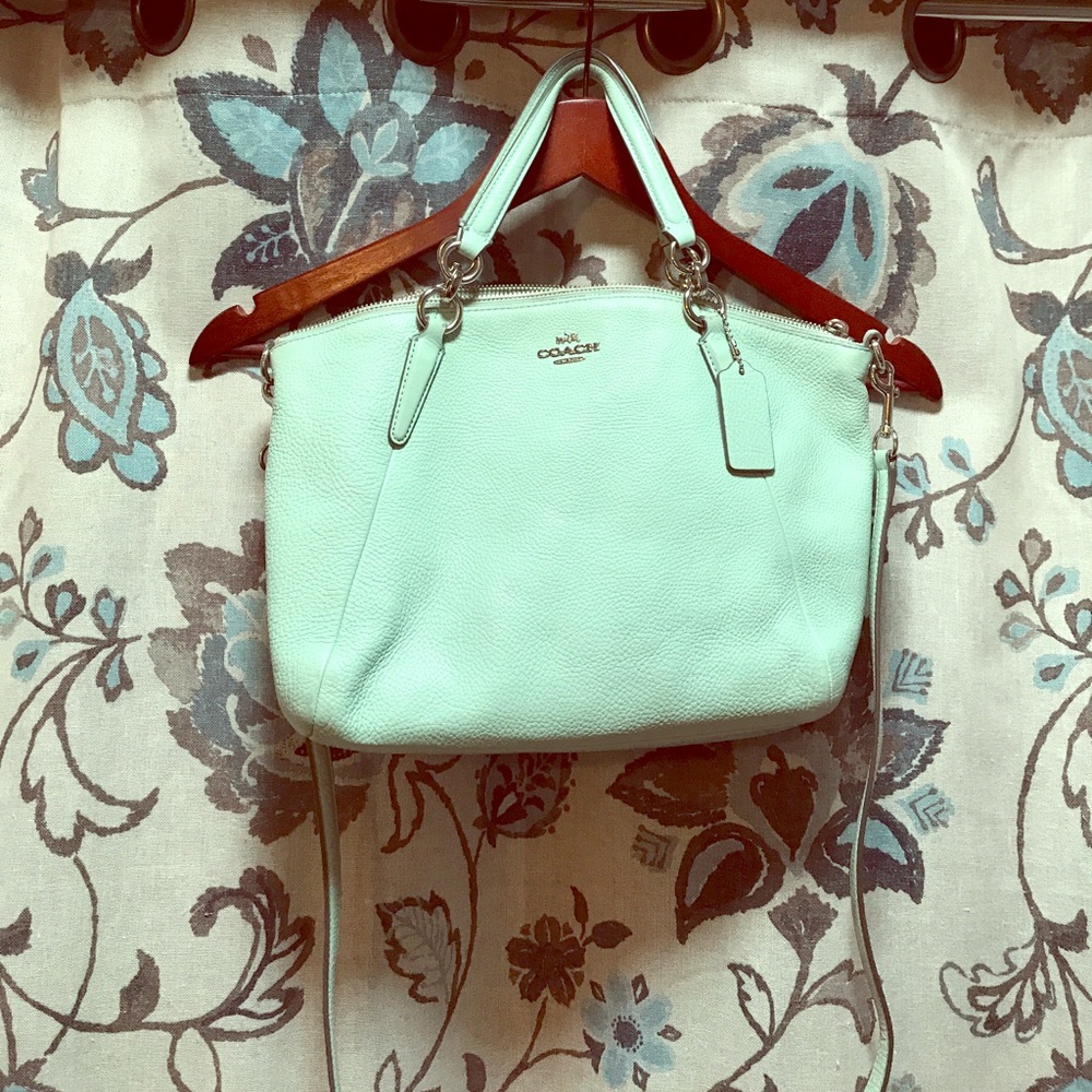 Mint Authentic Coach Purse with grey edging