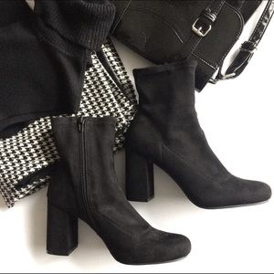 ✨HP! MIA High Heel Black Suede Ankle Sock Boots, 8