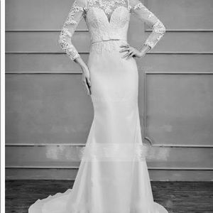 Mermaid Scoop Neck Sweep Train Chiffon Lace dress