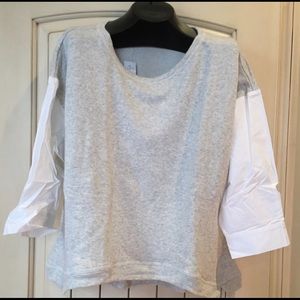 Oversized sweatshirt with white cotton sleeves