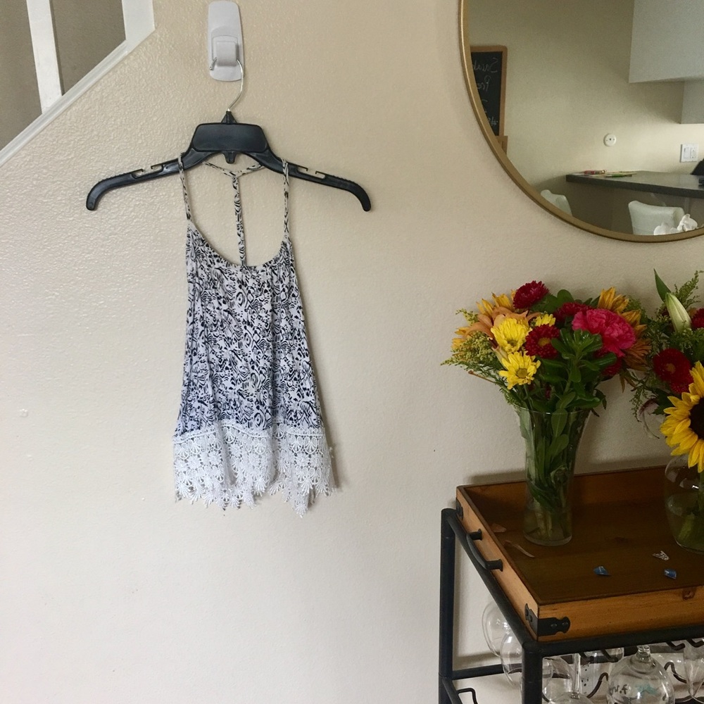 NAANAA Black and White Lace Tank