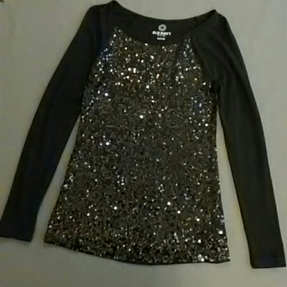 Black Old Navy Sequin front long sleeve Tshirt