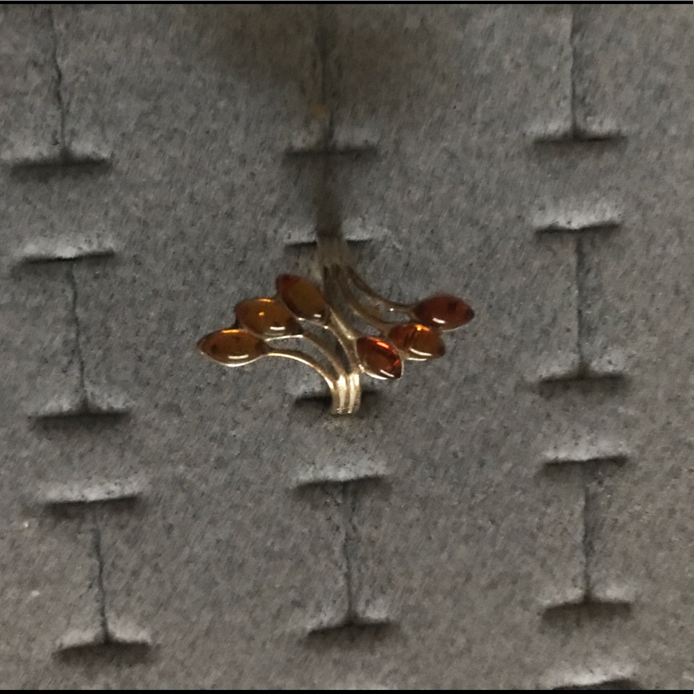 Real Amber stones sterling silver ring