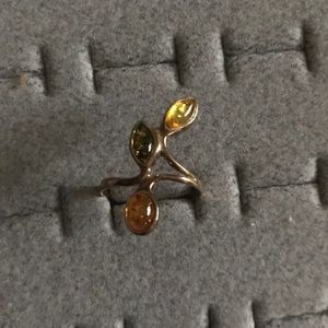 Real Amber stones sterling silver ring