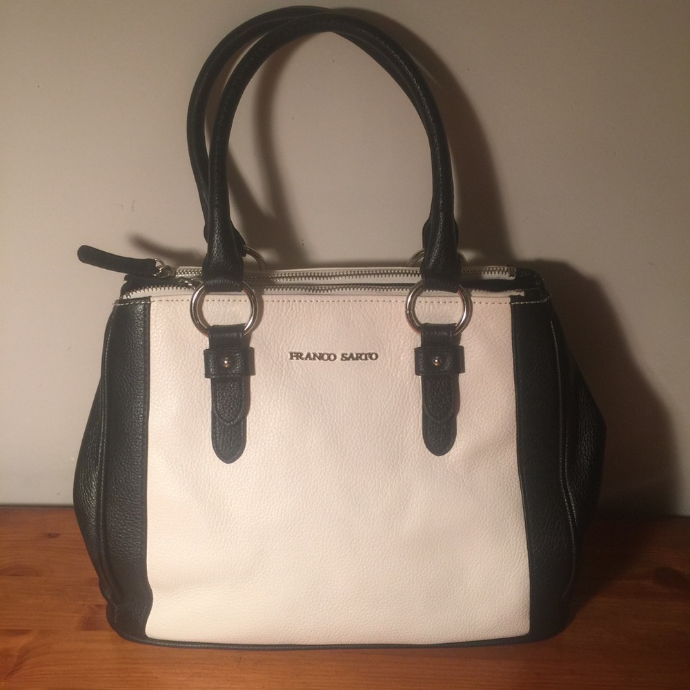 Franco Sarto black & white leather bag.