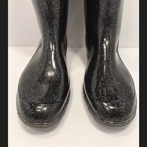 G&G Black Glitter "Wellie" Rain Boots - Picture 4 of 8