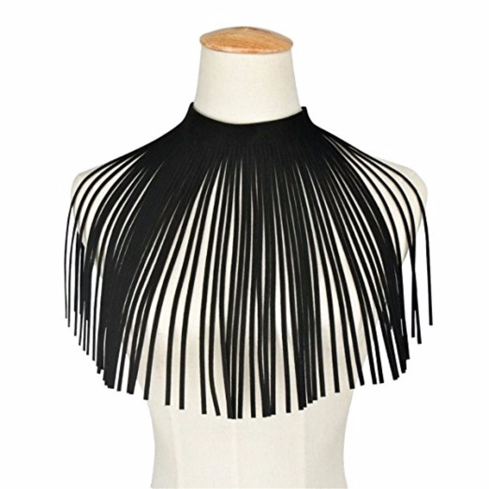 Suede Fringe Bib Necklace Custom Made - Picture 3 of 8