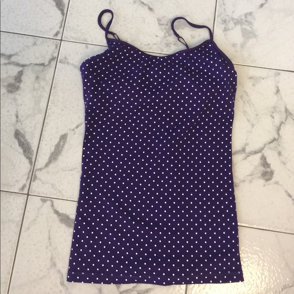 Purple and white polkadot bra Cami.