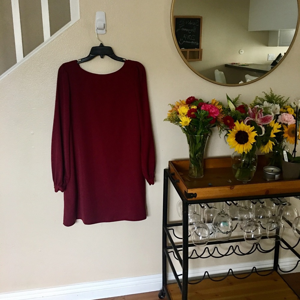 Maroon Long Sleeve Dress