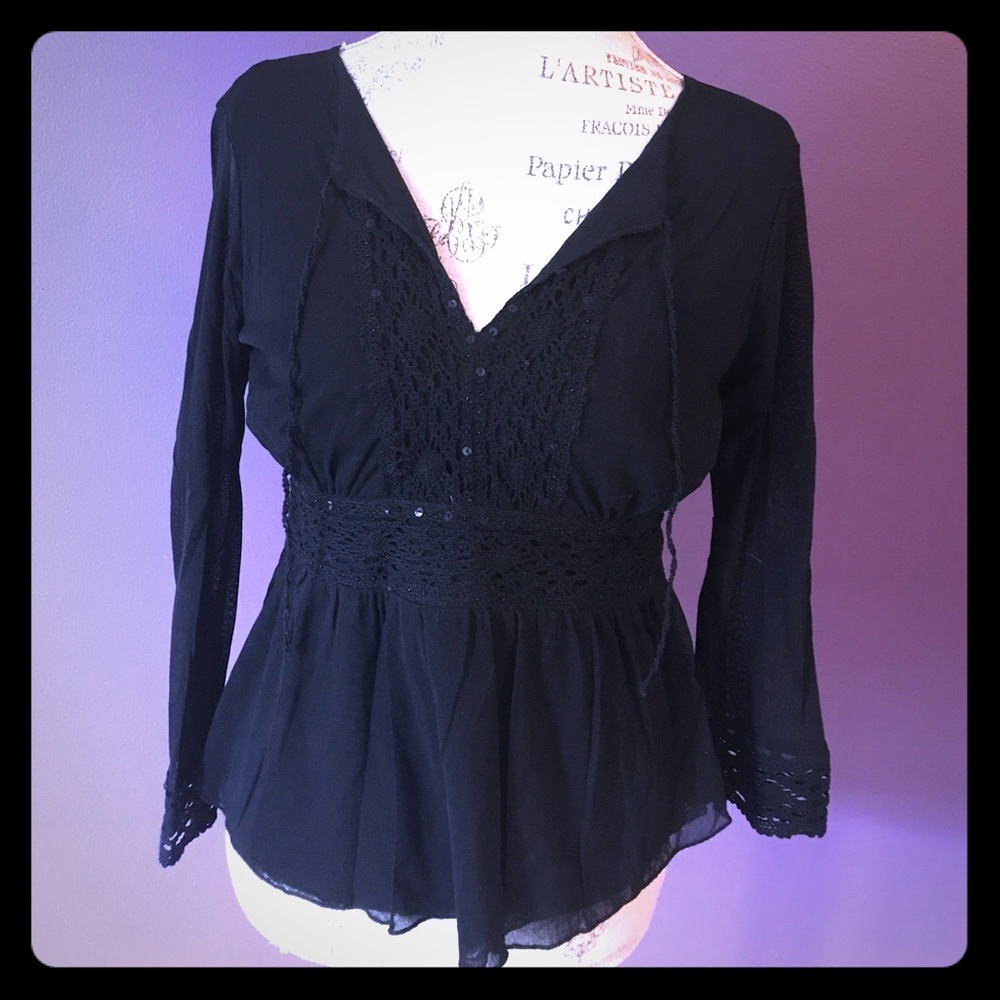 Sheer black long sleeve top