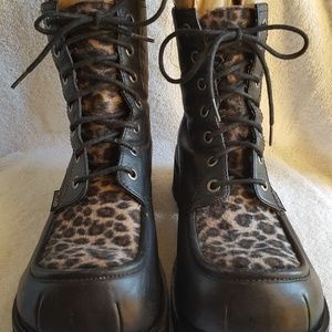 BLACK MUDD BOOTS WITH LEOPARD PRINT