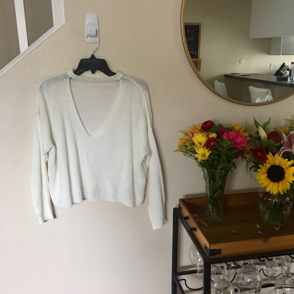 White Sweater w/ Cutout Detail