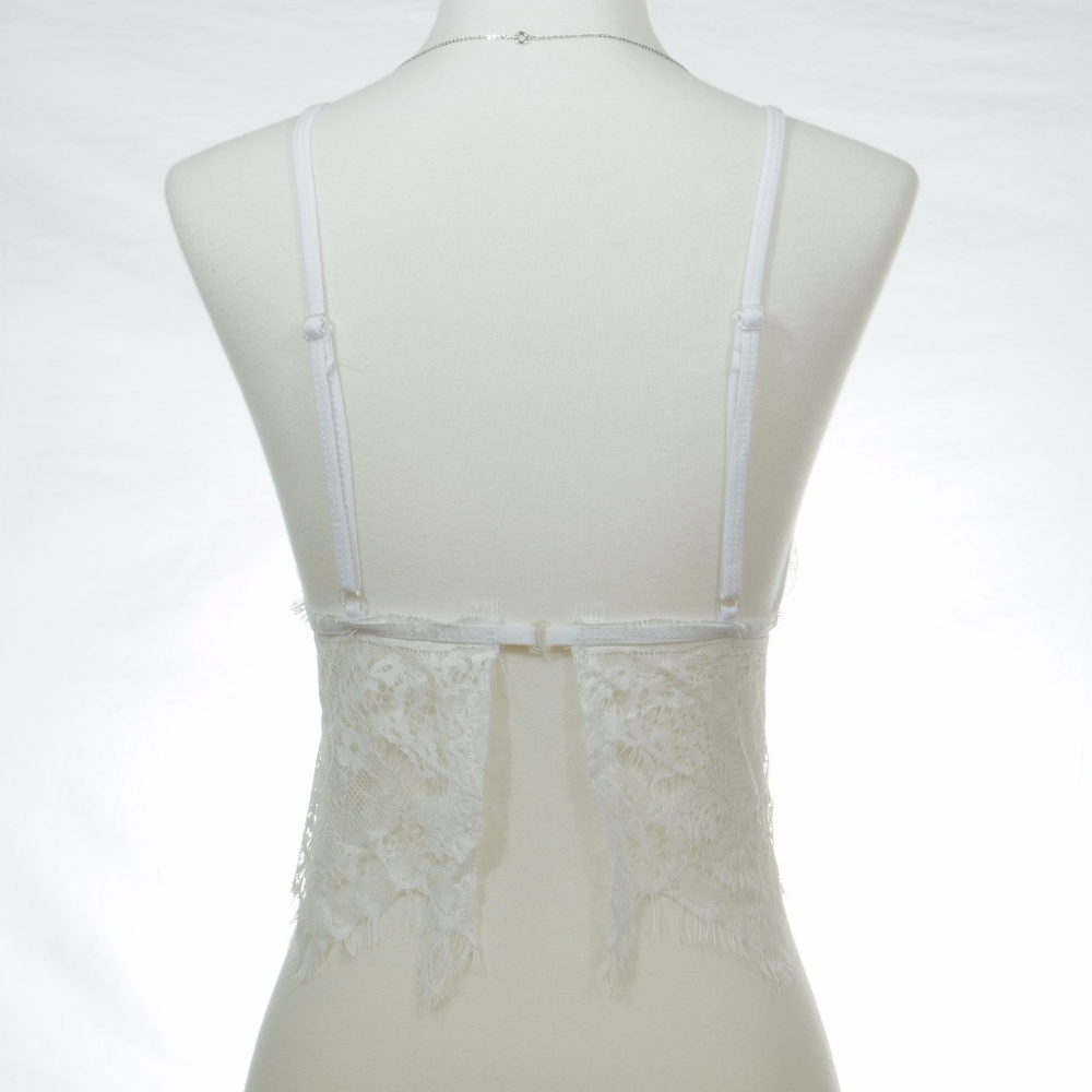 NWOT White Strappy Cage Lace Bralette - Picture 5 of 7