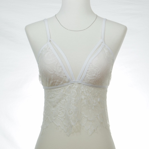NWOT White Strappy Cage Lace Bralette - Picture 2 of 7