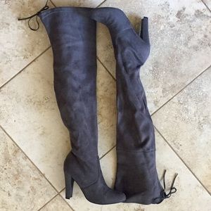 Steve Madden “Gorgeous Grey” thigh high boots