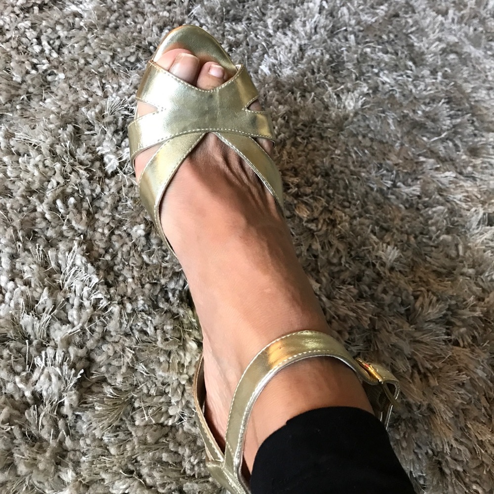 Gold platform sandals