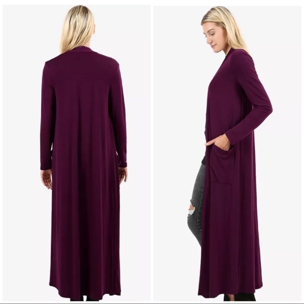 Dark plum long cardigan