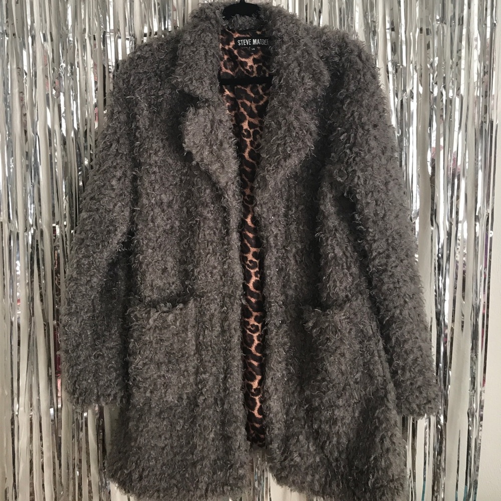 Steve Madden shag coat with three closure buttons