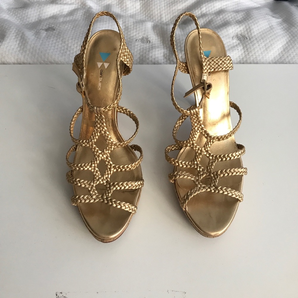 Gold braided open heels