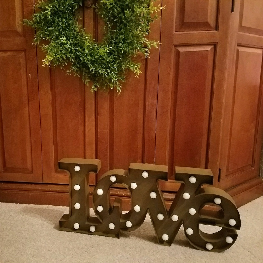 LOVE marquee sign that lights up