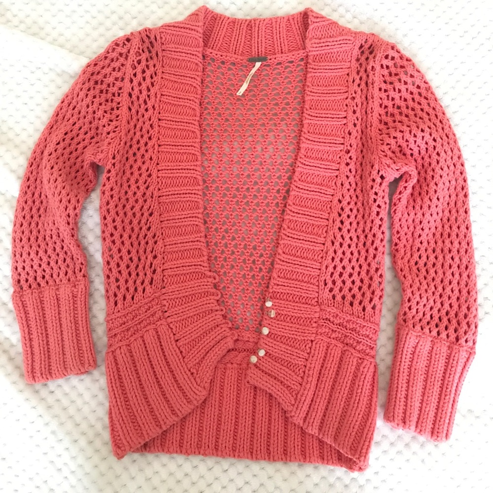 Free People Coral Color Knit Top
