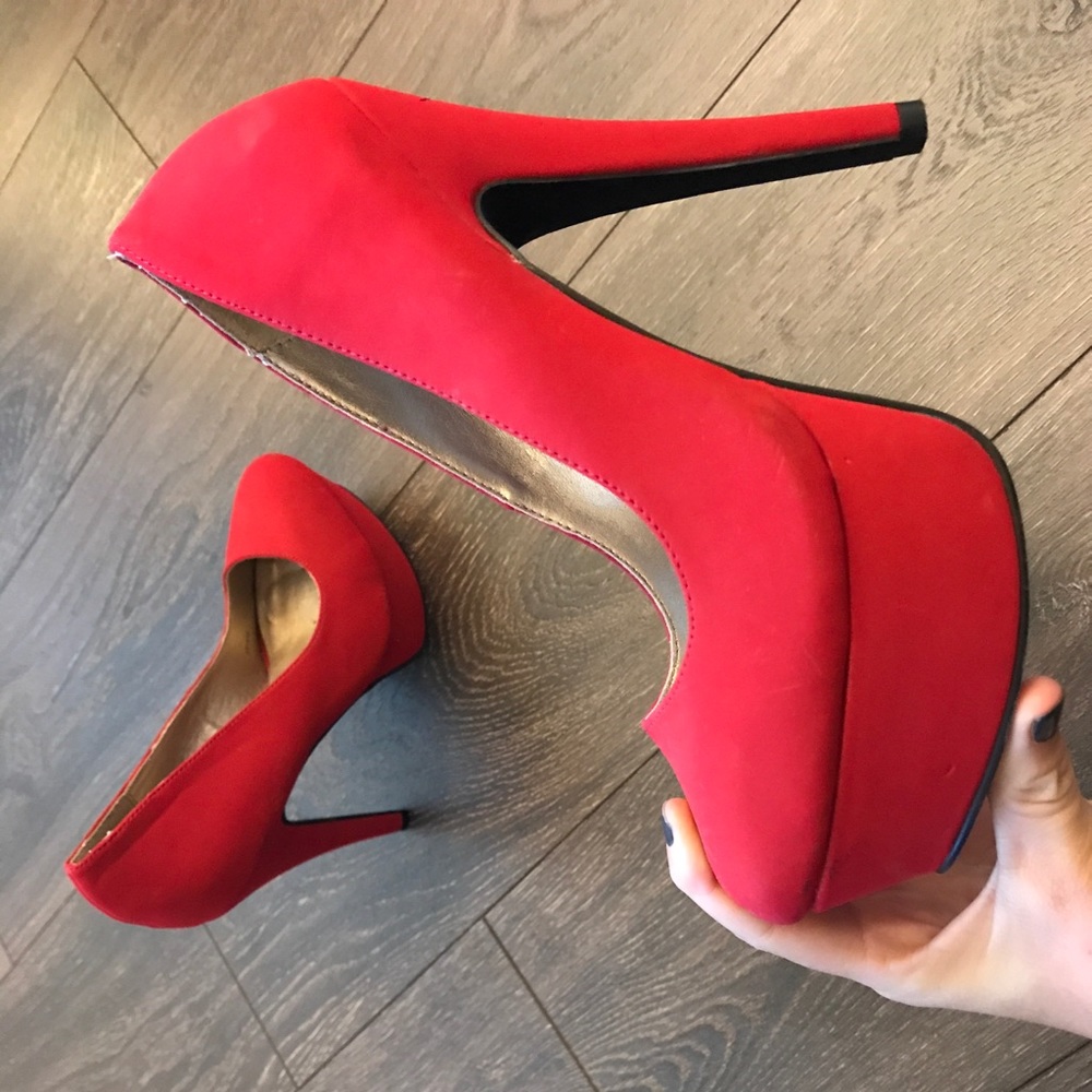 Red high heels with platform