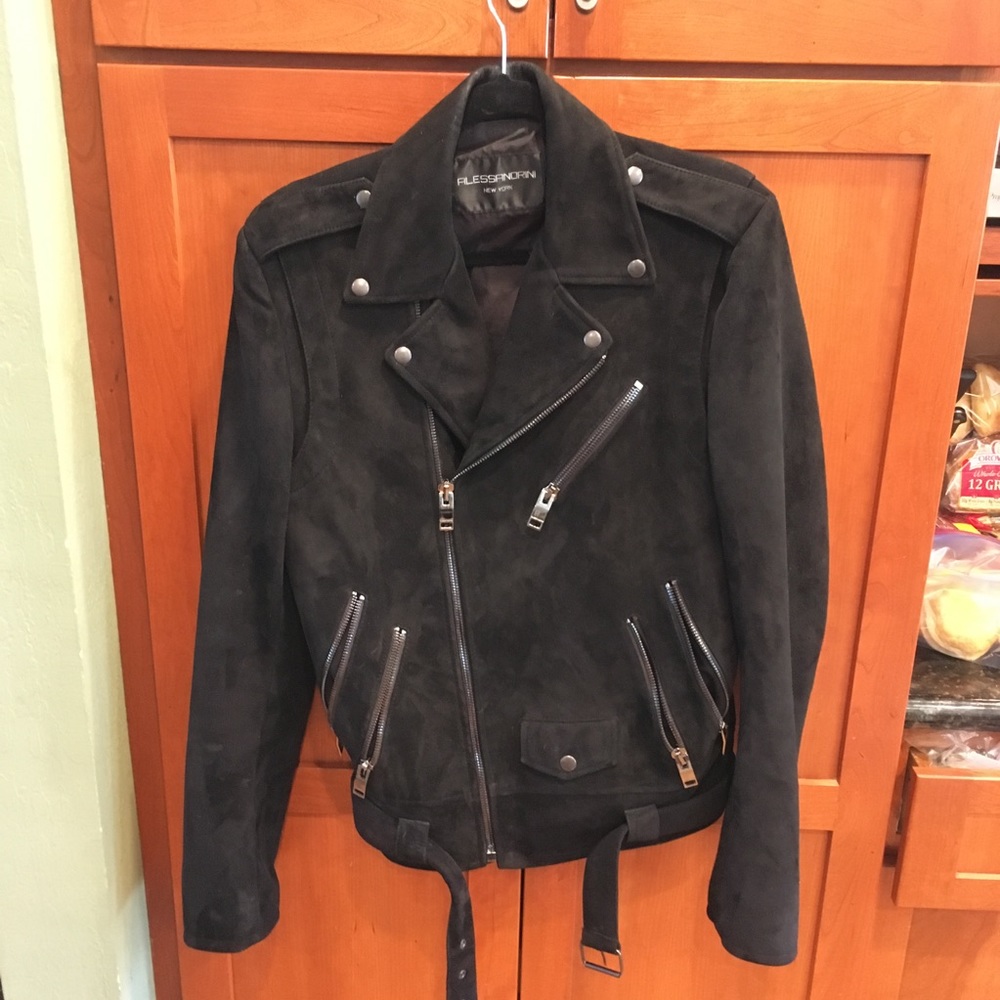 Custom 1 of 1 black suede leather biker jacket