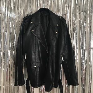 Zara longline faux leather jacket