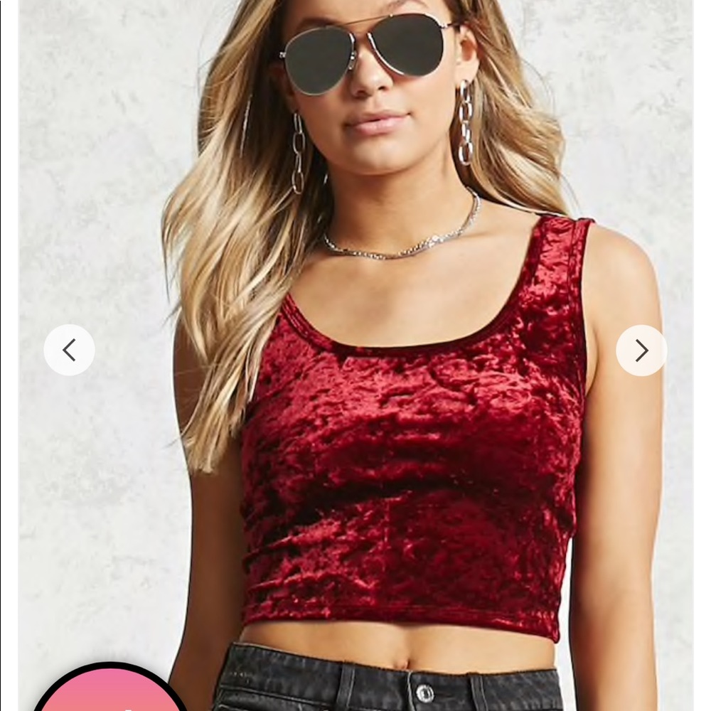 Forever 21 Crushed Velvet Tank- Cropped
