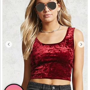 Forever 21 Crushed Velvet Tank- Cropped