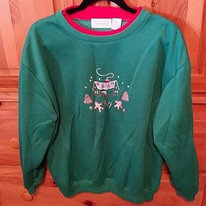 Christmas sweatshirt w/gingerbread people