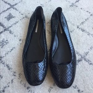 Vera Wang Lavender Leather Python Ballet Flats