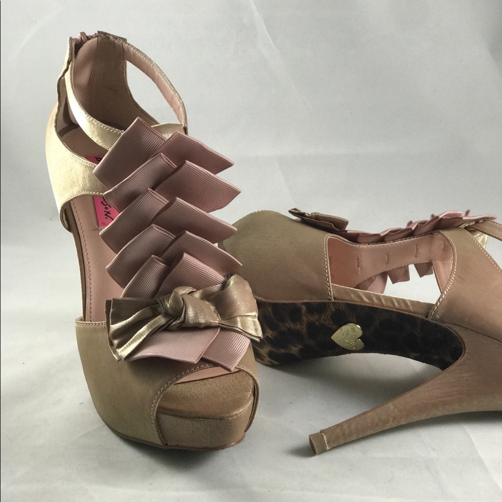 Plush pink platform heels