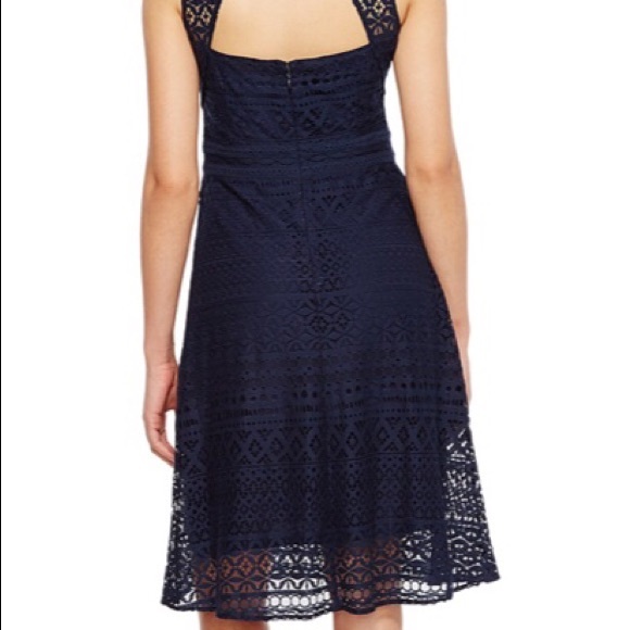 NWT Navy Fit and Flare Flirty Dress - Picture 2 of 5