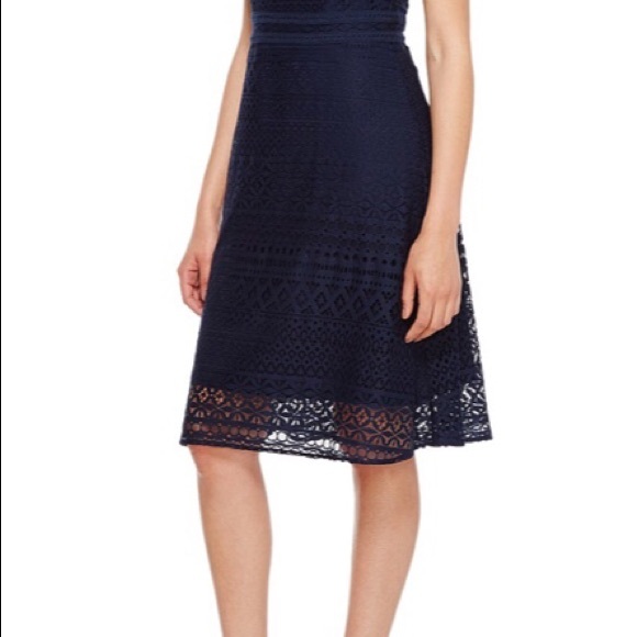 NWT Navy Fit and Flare Flirty Dress - Picture 3 of 5