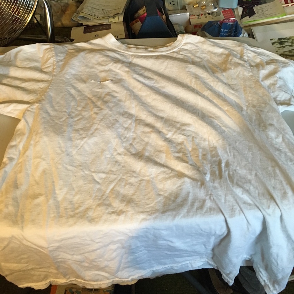 Plain white T-shirt (has a few holes)