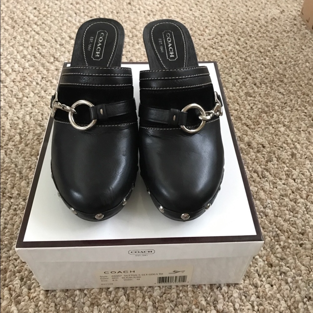 Black Coach Clogs size 8