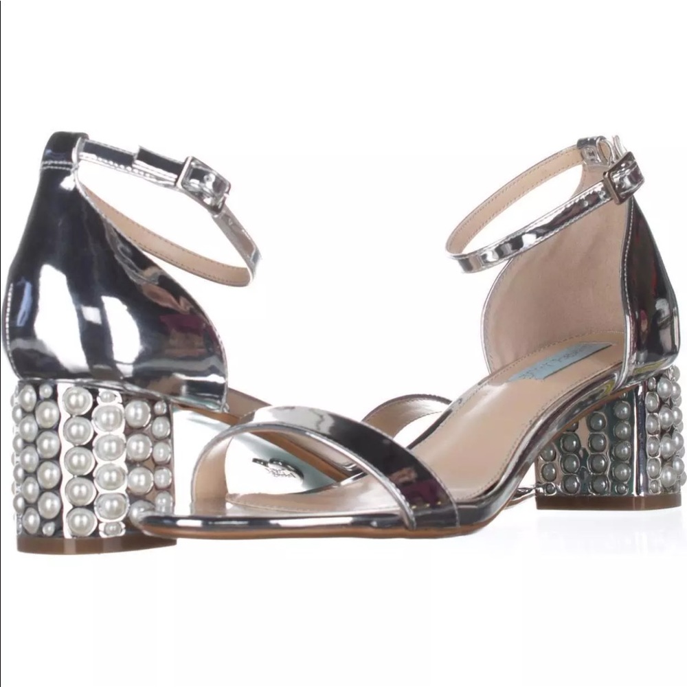 New Betsy Johnson Silver Pearl Wedding Heels