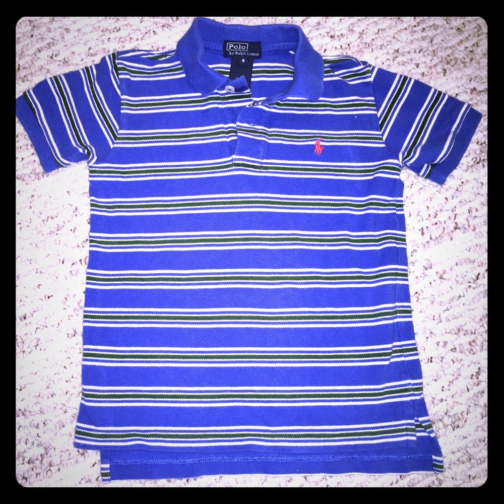 💙Polo/Ralph Lauren Blue/Green Striped Tee Size 6