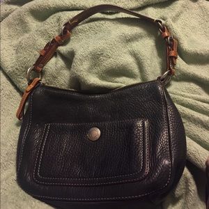 Black all leather coach bag.