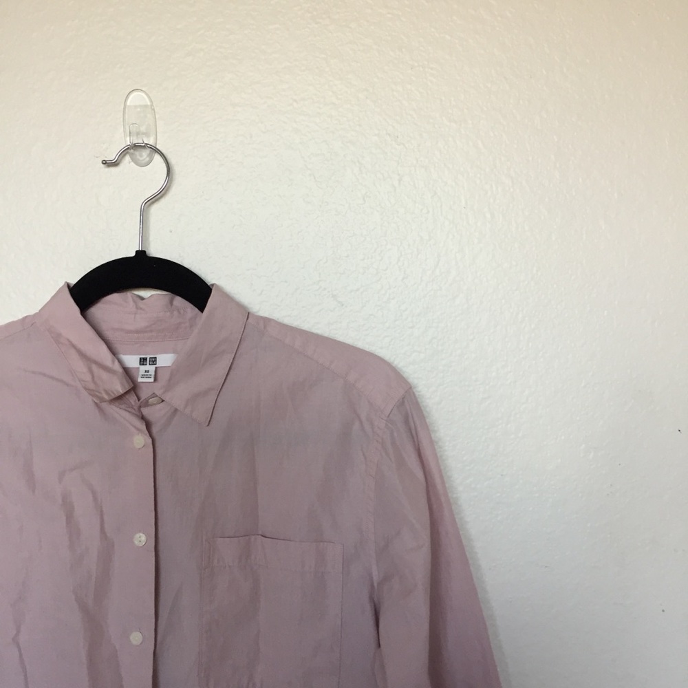 SOLD//Uniqlo off pink oversized button down shirt