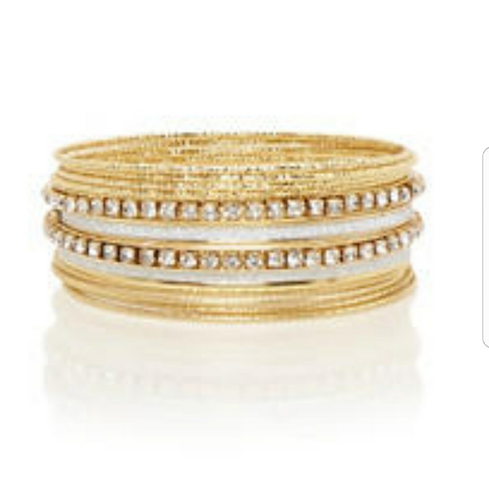 Plus size assorted metallic bangles set NWT