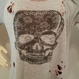 Distressed skull sweater