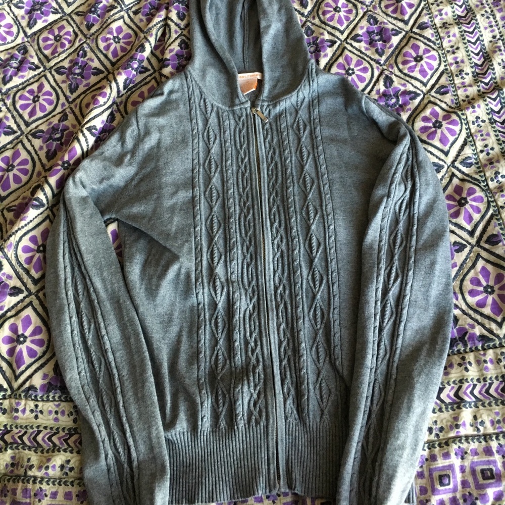 3/$10 Hooded gray zip-up sweater
